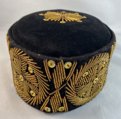 AFRICAN Traditional Men’s Chieftaincy Wedding Igbo Yoruba Embroidery  Hat~24-1/2”