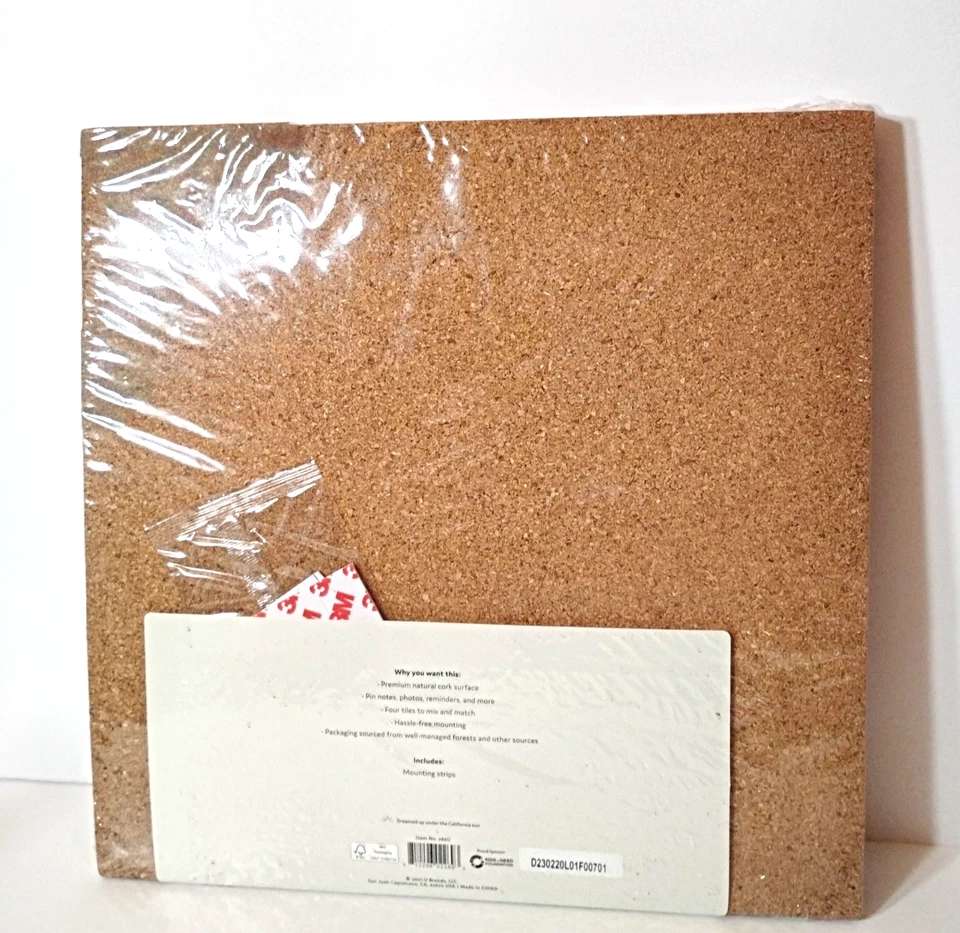 4 Packs Of Frameless Cork Tiles 12"x12"  Bullettin -  Great For Notes Photos Etc - Image 2 of 2