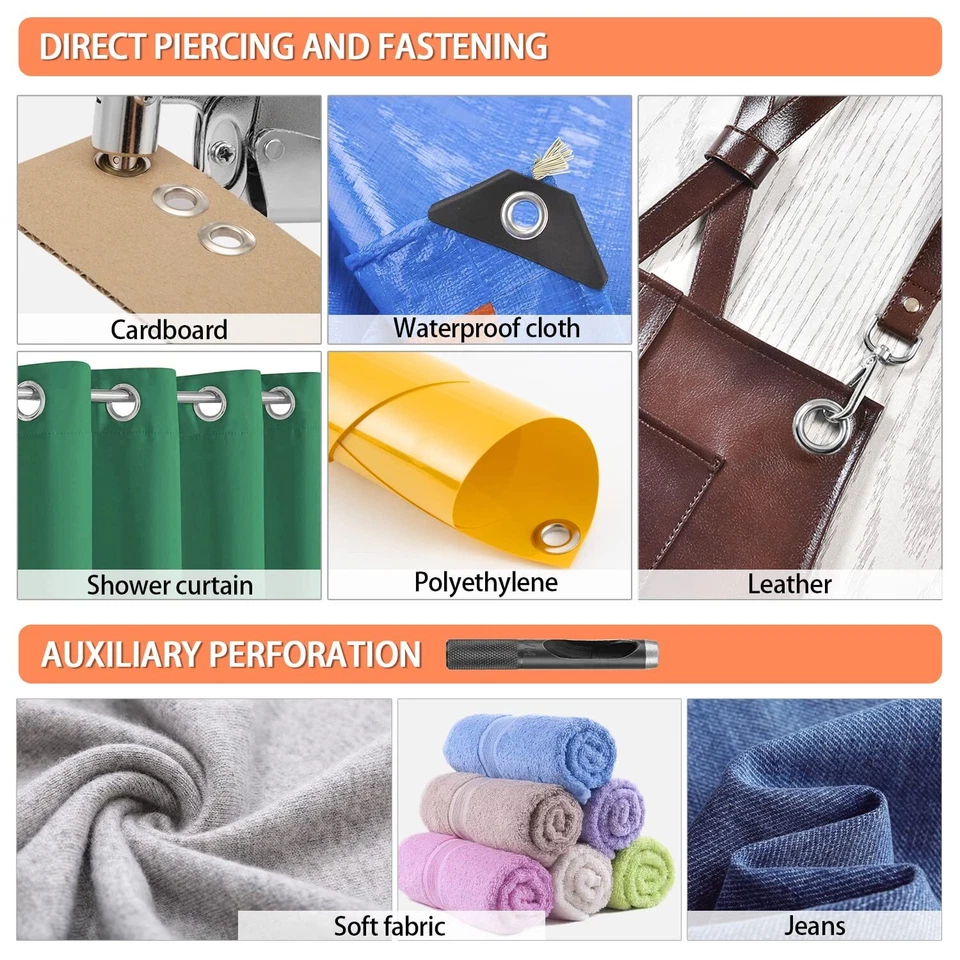 Handheld Grommet Tool Kit Eyelets Button Pliers Lightweight Manual Puncher - image 4 of 4