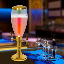 3L Beer Dispenser with Ice Container and Dual Faucets for Parties