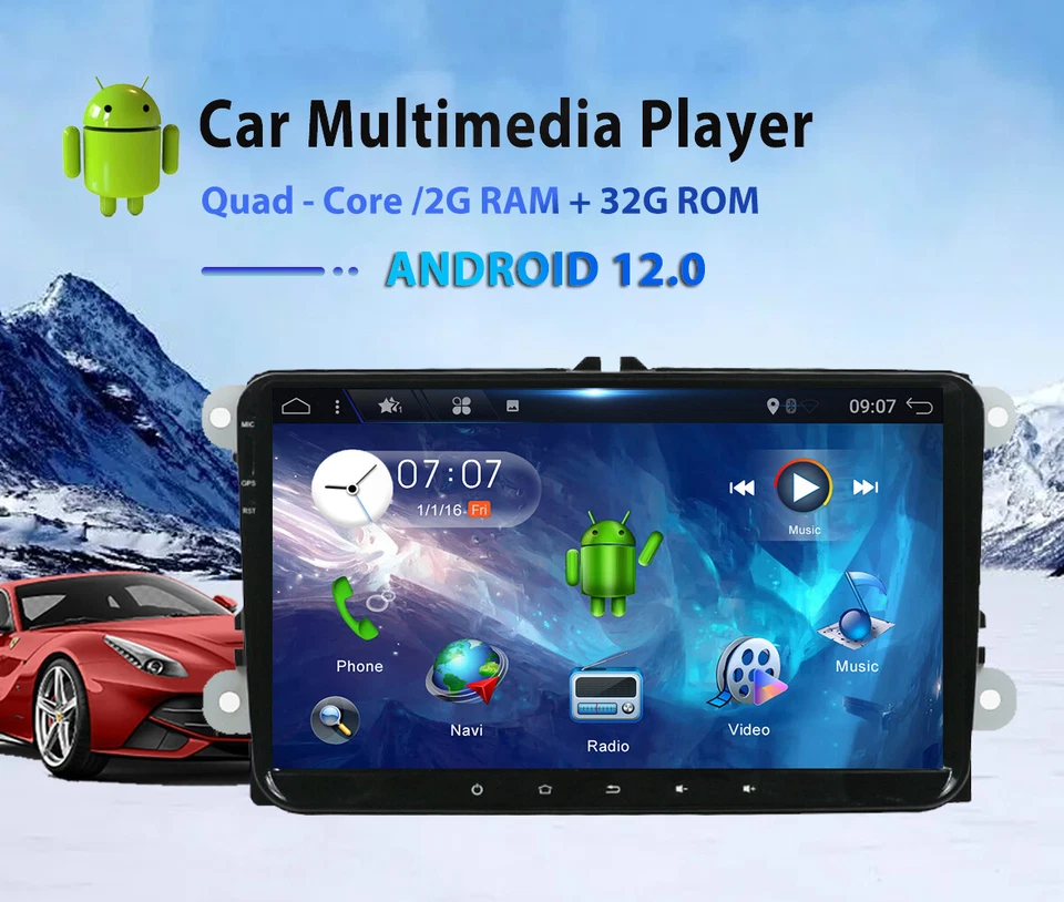 Autoradio For For VW GOLF 5 6 Plus PASSAT Android 12.0 Stereo GPS Navigatore DAB - Immagine 2 di 4