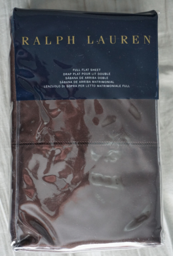 Ralph Lauren FULL RL 624 Solid Sateen Flat Sheet Hemstitching - Oxford Brown - Picture 1 of 7