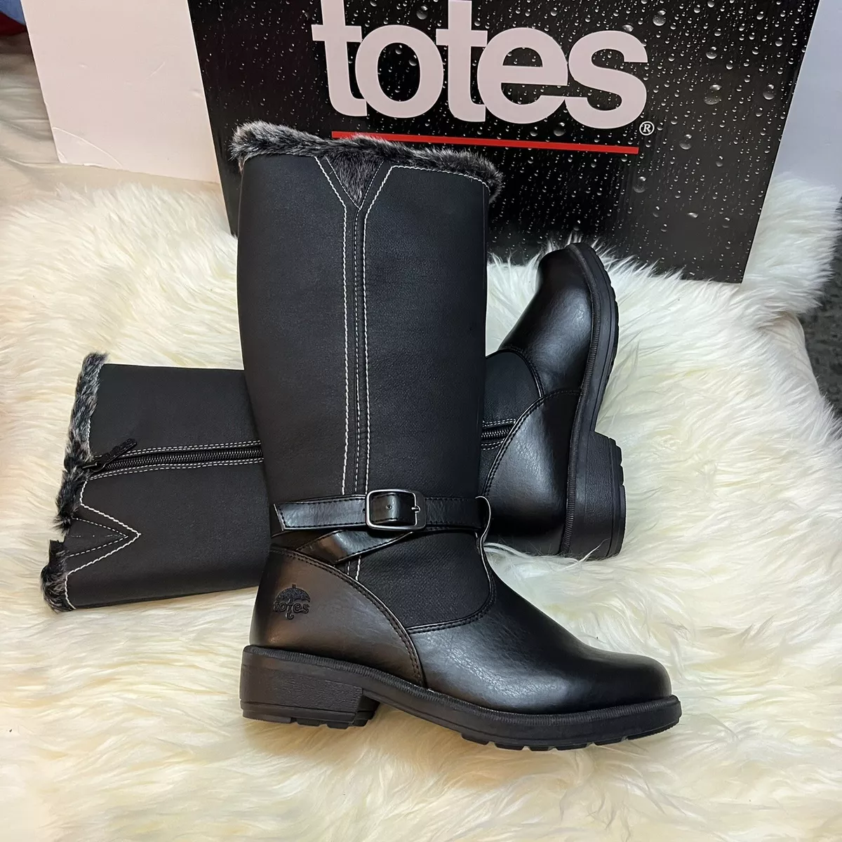 Totes Women s Black Boots Cozy Winter Insulated Waterproof High