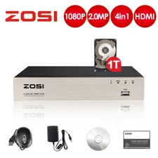 ZOSI 4Channel 1080P DVR Free APP for Security Camera 1TB Hard Drive Recorder