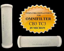(2) OMNIFILTER CB3 TC3 COMPATIBLE REPLACEMENT CARBON BLOCK WATER FILTERS