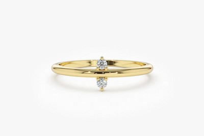 0.3ct Engage Ring Lab-Created Diamond Two Stone Minimalist Yellow Gold Plated