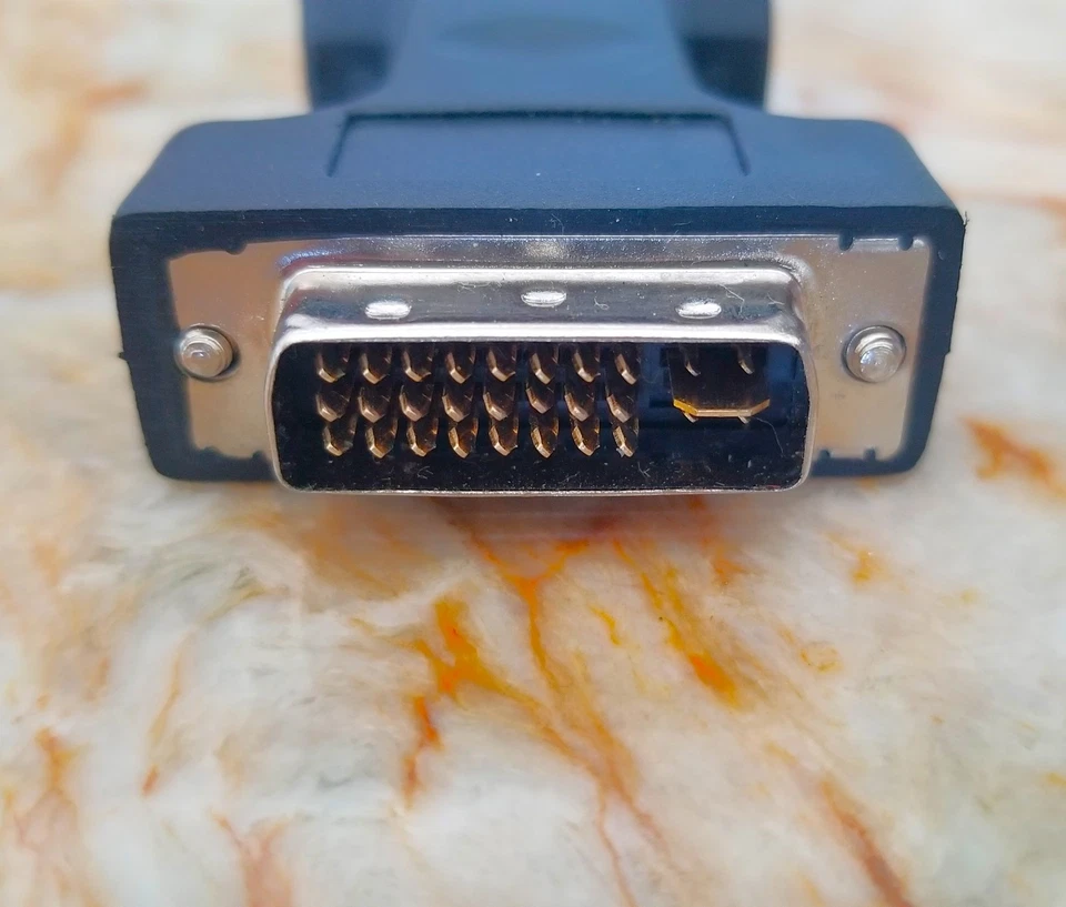 Black SVGA 15 Pin Female to DVI-I male Connector Adapter (DVI-D / A) Monitor PC - Image 2 of 3