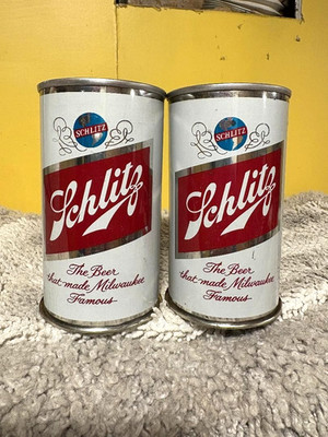 Vintage Schlitz Beer Cans, 2 Empty Pull Top Beer Cans, Milwaukee 1962