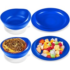 2 Sets Adaptive Spill Proof Scoop Bowl and Plate Set with Suction Base Non Sk...