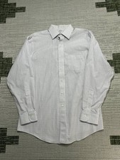 Brooks Brothers Non Iron Dress Shirt Mens 16-35 White Check Formal Business