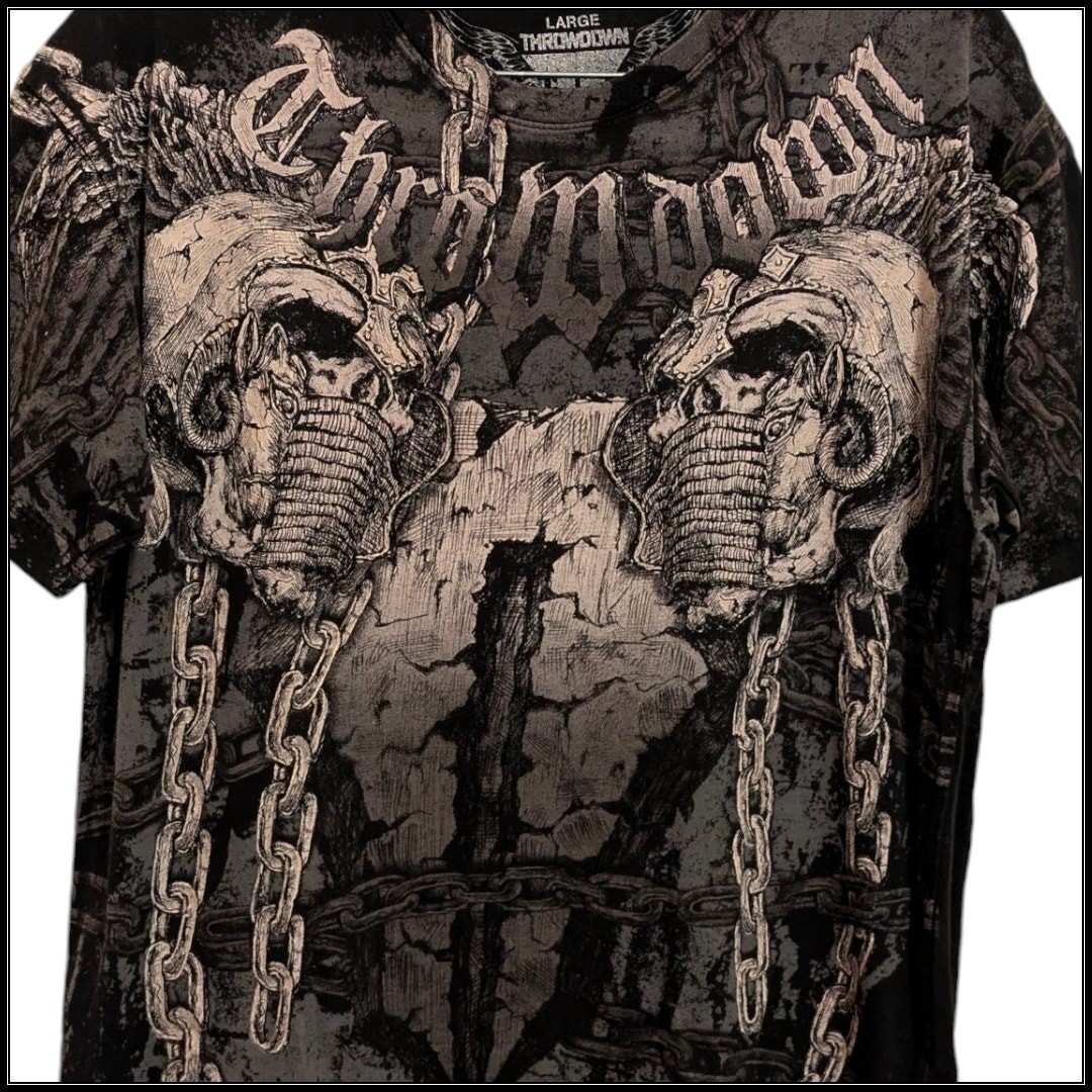 THROWDOWN by Affliction Double Skull 2 Chains Muz… - image 3