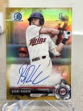 Brent Rooker 2017 First Bowman Chrome Gold Refractor Prospect Auto /50
