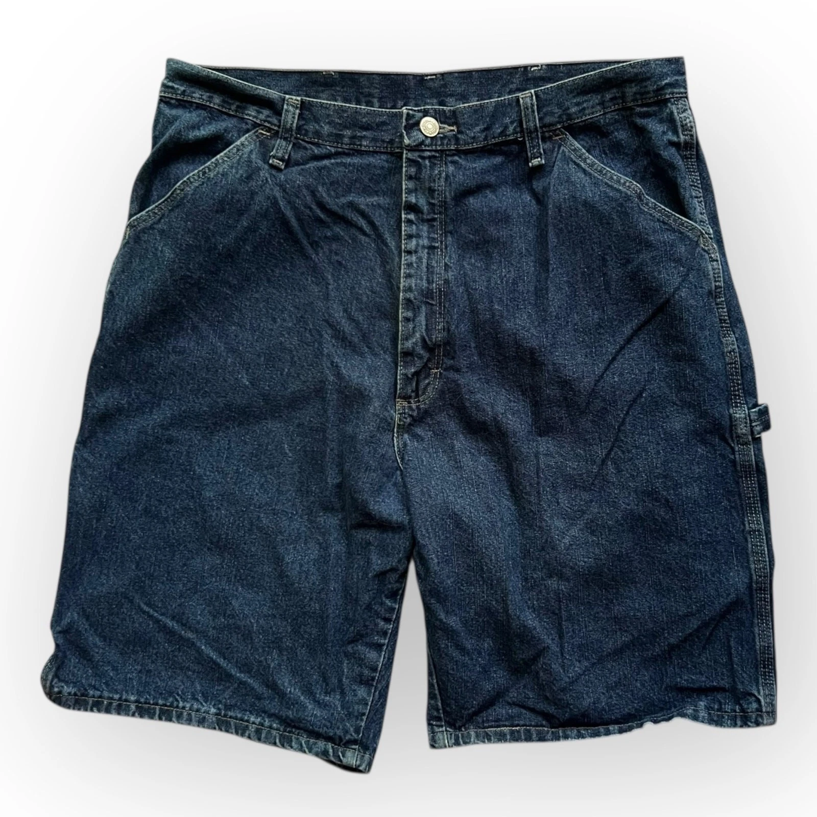 Wrangler Vintage Y2K Mens Blue Medium Wash Denim Carpenter Denim Shorts Size 36