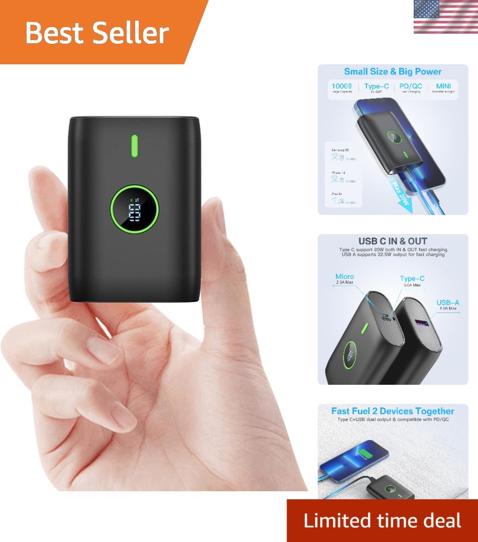 Power Bank 10000mAh batterie secours charge rapide compatible iPhone et Android