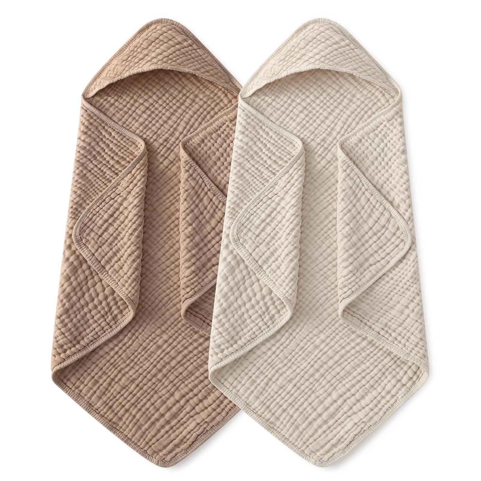 Hooded Baby Towels for Newborn 2 Pack 100% Muslin Organic Cotton Baby Bath To...