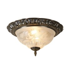 13 Inch Traditional Antique Brass Flush Fitting Living Room Indoor Ceiling Light