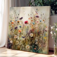 Meadow Floral Art Canvas Wall Art Print Framed Home Decor Picture