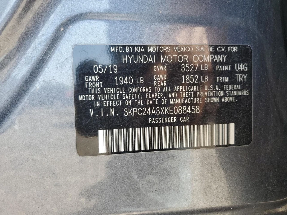 Used Rear Left Door Assembly Rear Side fits: 2019 Hyundai Accent Sedan power win Foto 4 de 4