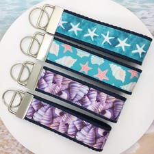 Seashell  Starfish Keychain Handmade Beach Key Fob Coastal Gift Nautical Ocean