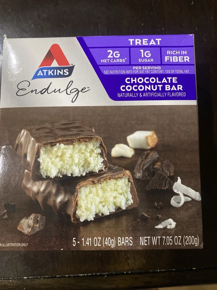 Lot of 3 Atkins Endulge Chocolate Coconut Bars 5 Count Each Low Carb Keto Treat - Image 2 of 4