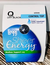 Leggs Pantyhose Control Top Sheer Energy Medium Leg Support Q Off Black