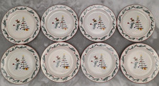 Set of 8 VTG Farberware 4380 Holiday Snowman Cardinal Christmas Dessert Plates