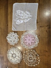 Vintage Lot Crocheted Small Doilies W/Flaws For Crafting Projects 5 Total