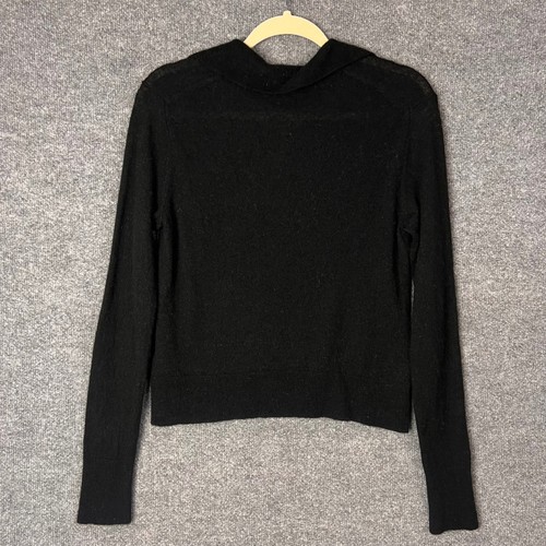 Vince Sweater Womens Medium Black Wool Silk Cashmere V-Neck Polo Collar - Picture 2 of 9
