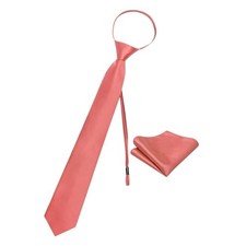 3.15'' Zipper Tie Set Adjustable Pre-tied Neck Ties Solid Mens Tie and Pink