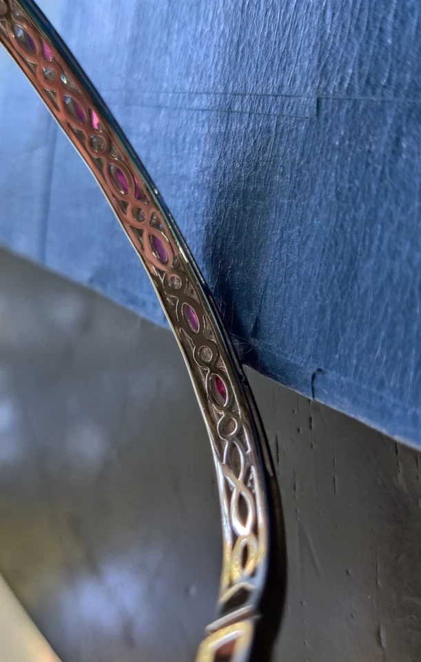 Elegante brazalete brazalete conjunto rojo rubí y circonita cúbica SS 925 Foto 2 de 4