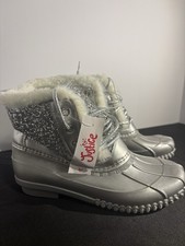 JUSTICE Girl's FAUX FUR KNIT SWEATER Gray/Teal SNOW BOOTS sz 6 sh5