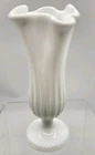 Vintage Fenton White Milk Glass Swung Pedestal Vase 7.25"