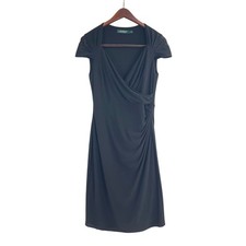 Lauren Ralph Lauren Womens Black Faux Wrap Dress Size 6 Elegant Neutral LBD