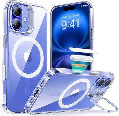 ESR für iPhone 16 Plus Hülle MagSafe Integrierter Stash Ständer Anti-Vergilbung Klar