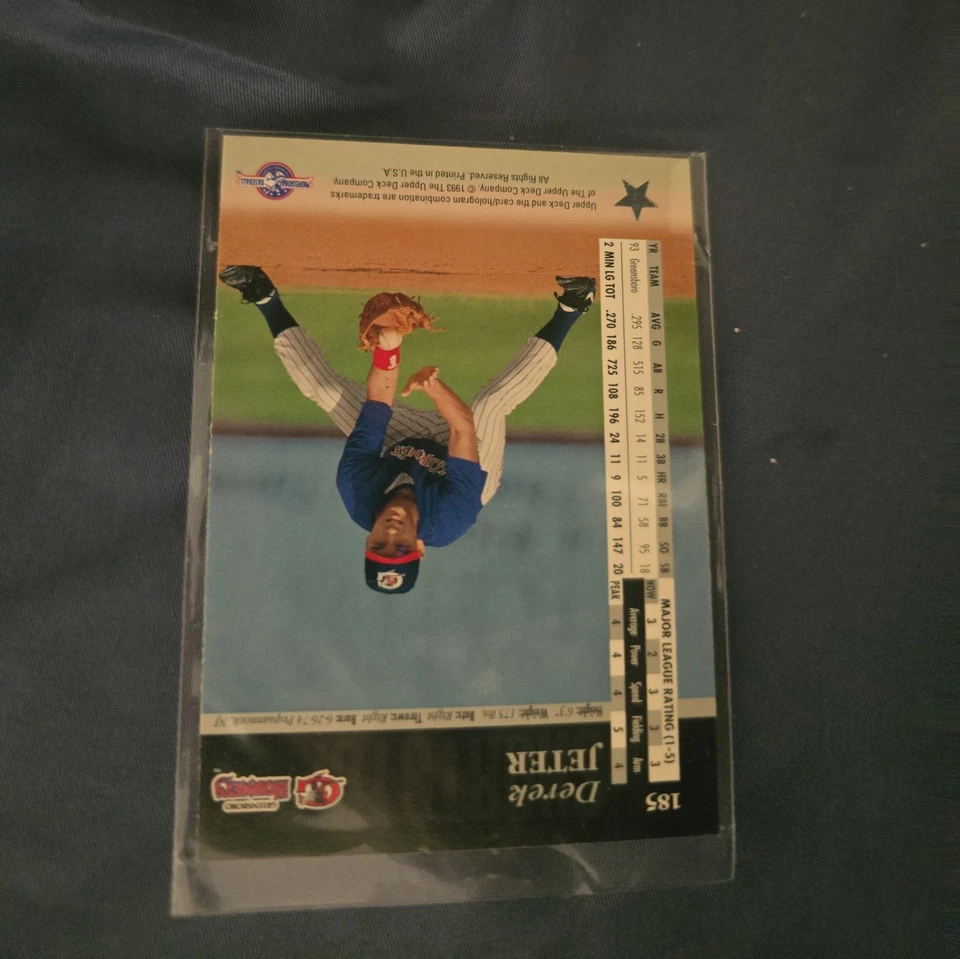 1994 Upper Deck Minor League Derek Jeter 185 Top Prospect RC Rookie Yankees HOF - Image 2 of 3