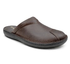 Mens Leather Backless Slippers Gents Slip On Fashion Clogs Indoor House Shoes