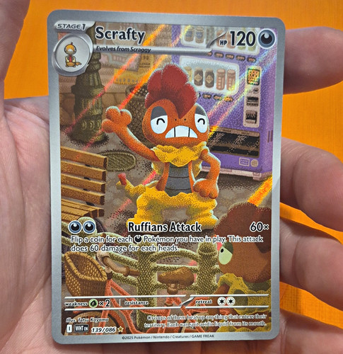 The Pokemon Company Scrafty 139/086 SV White Flare IR Holo EN 2025 120 HP
