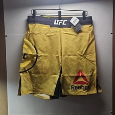 Men's Reebok Authentic UFC Octagon Trunk Short Yellow Medium 32" New With Tags