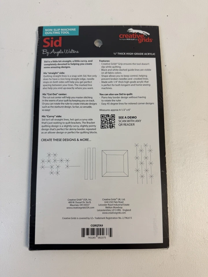 Genuine Creative Grids Non-Slip Machine Quilting Tool - Sid By Angela Walters - Image 2 of 2