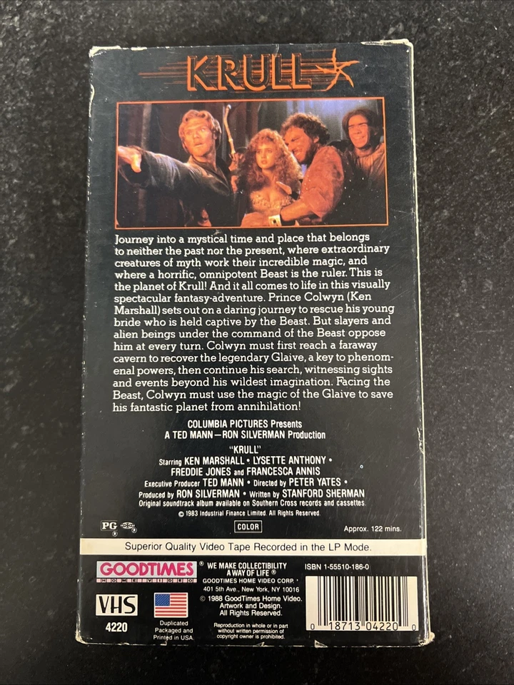 Krull VHS Tape 1988 Sci Fi Horror Movie Cult Classic Aliens Outer space - Image 3 of 4