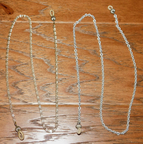 LOT 2 VINTAGE! Eyeglass Chain Holder Snail/Scroll Link Gold Silver Sunglasses