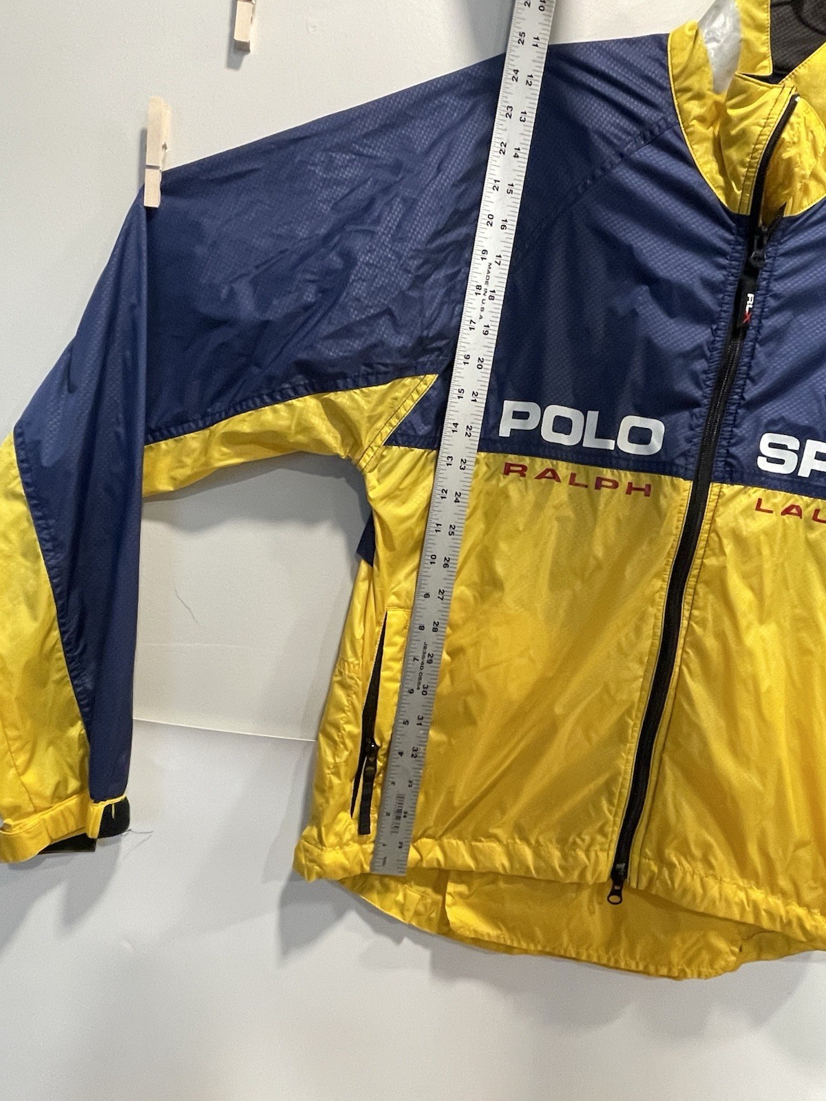 VINTAGE 90' RALPH LAUREN POLO SPORT YELLOW WINDBREAKER FULL ZIP JACKET SZ MEDIUM thumbnail 13