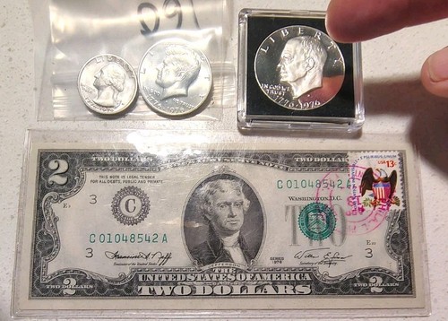 1976 Phil. PA. $2 Bill Stamped & Canc. 4/13/76 T.J. B-Day +40% $1, 50c, 25c, Lot - Picture 3 of 8