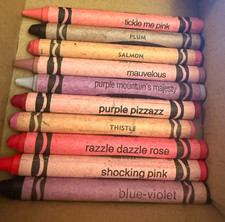 Vintage Crayola 10pc Pink Purple Lot Purple Pizzazz, Tickle Me Pink, Mauvelo