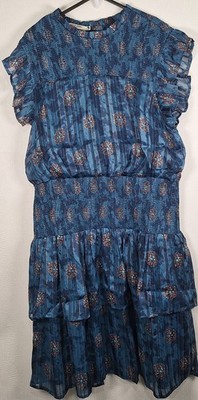 Scotch & Soda Ladies Navy Mini Dress with Smock Stitch Detail, Size 12 (40) New 