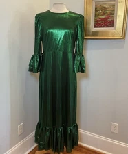 Tuckernuck Pomander Place Emerald Crinkle Lurex Lillith Dress Size XL NEW