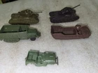 Lot of Vintage Marx Miniature Battle Ground Tanks Halftrack Jeep Landing Craft