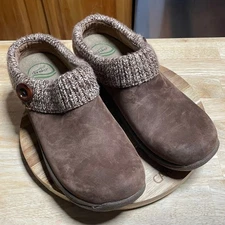 Dansko Brown Suede Knit Clog Mule Shoes Women's Size 40 US 9.5 Comfort Cozy
