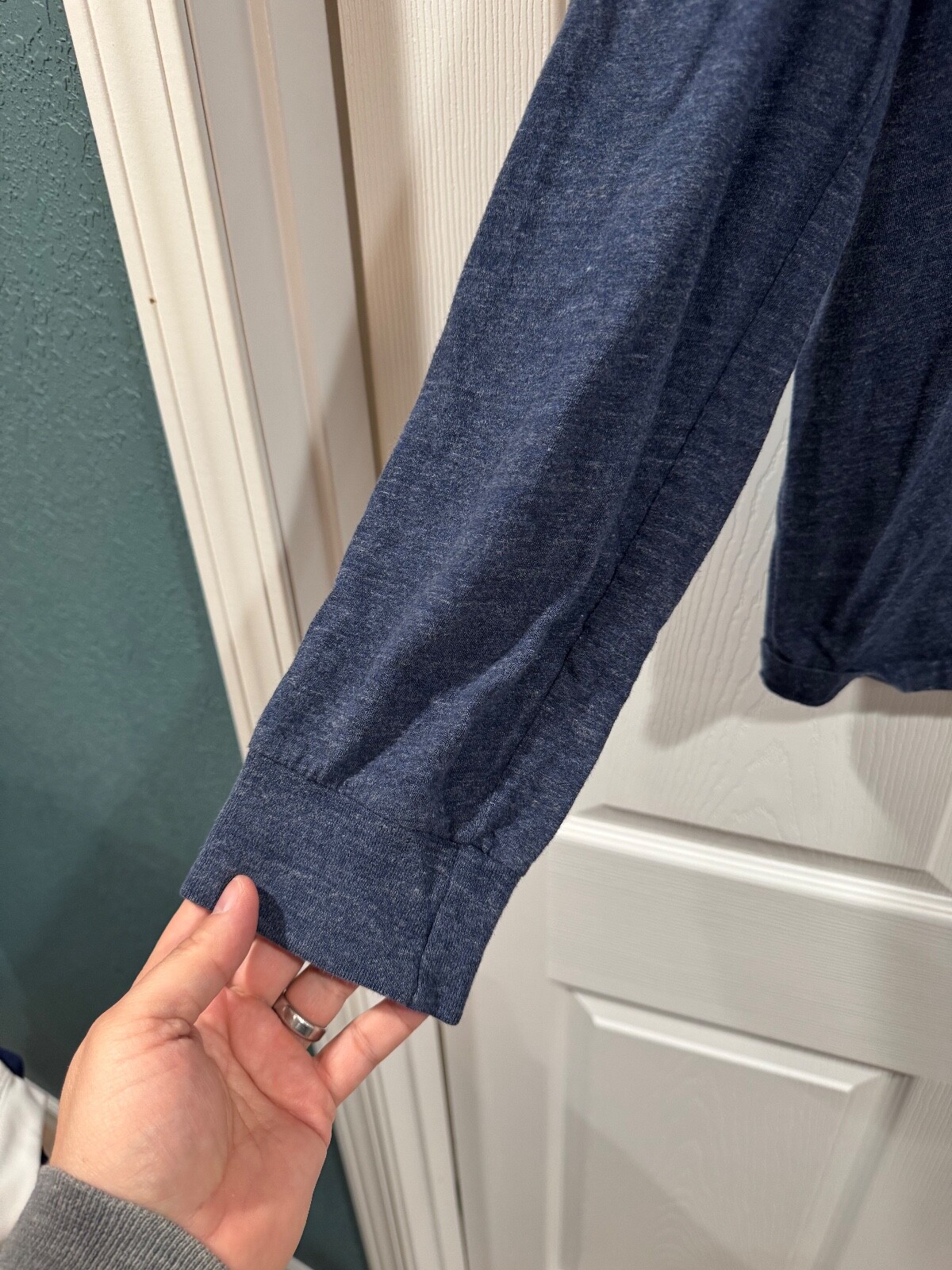 PONY Polo Ralph Lauren blu grigio girocollo manica lunga uomo maglietta XL