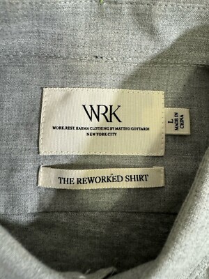 Work Rest Karma Men's Gray Reworked Button Up Shirt Men s Large 100% Cotton